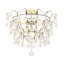Plafonnier encastré moderne 4 lumières en métal et cristal Glam