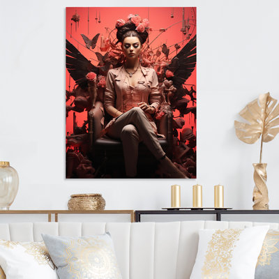 Rose, muse mexicain ange, femme, art mural en métal