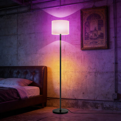 Latitude Run® Smart Floor Lamp With APP & Remote Control - Dimmable RGB & White Light (3000K-6500K) For Living Room, Bedroom, Office - Modern Standing Lamp With 9W