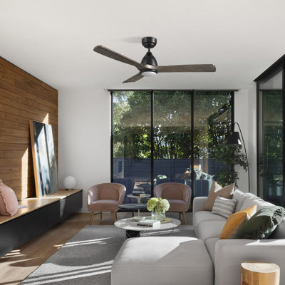 48"  3 - Blade LED Smart Standard Ceiling Fan with Remote Control and Light Kit Included.