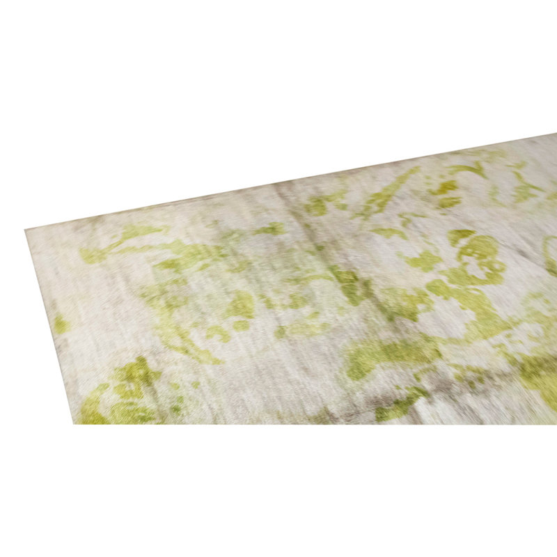 Tapis unique vert / ivoire noué à la main de haute qualité