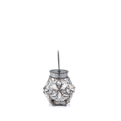  Porte-bougie étoile de Noël en métal gris 6 po