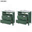 Ensemble de meuble-lavabo simple 60 po avec 3 tiroirs, meuble-lavabo autoportant avec cadre en bois massif 60 po, vert-1349578532