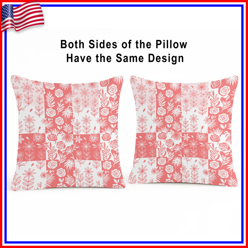 Coussins décoratifs à motif floral, 16 x 16 pouces