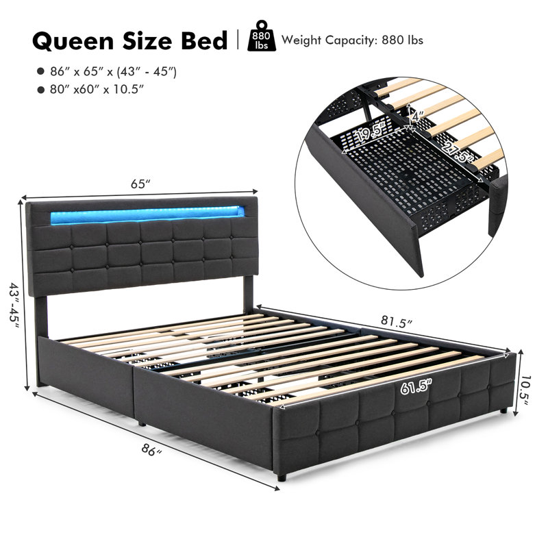 Upholstered Platform Storage Bed