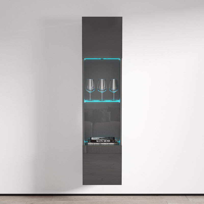 Fly 15.75" Type-42 Floating Grey Bookcase, Grey
