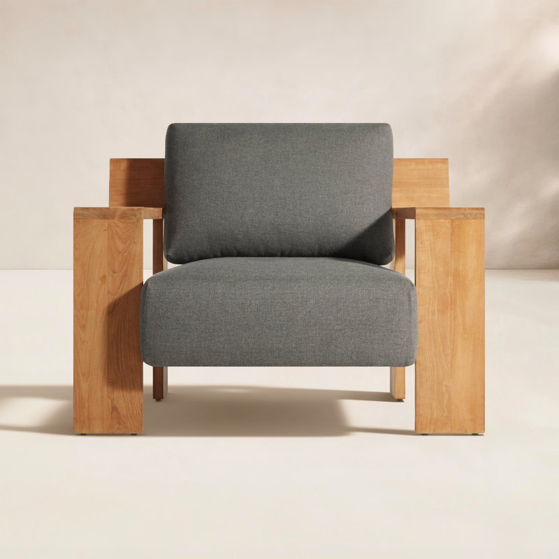 Ridge Outdoor Teak Lounge Chair, Toohey Charcoal
