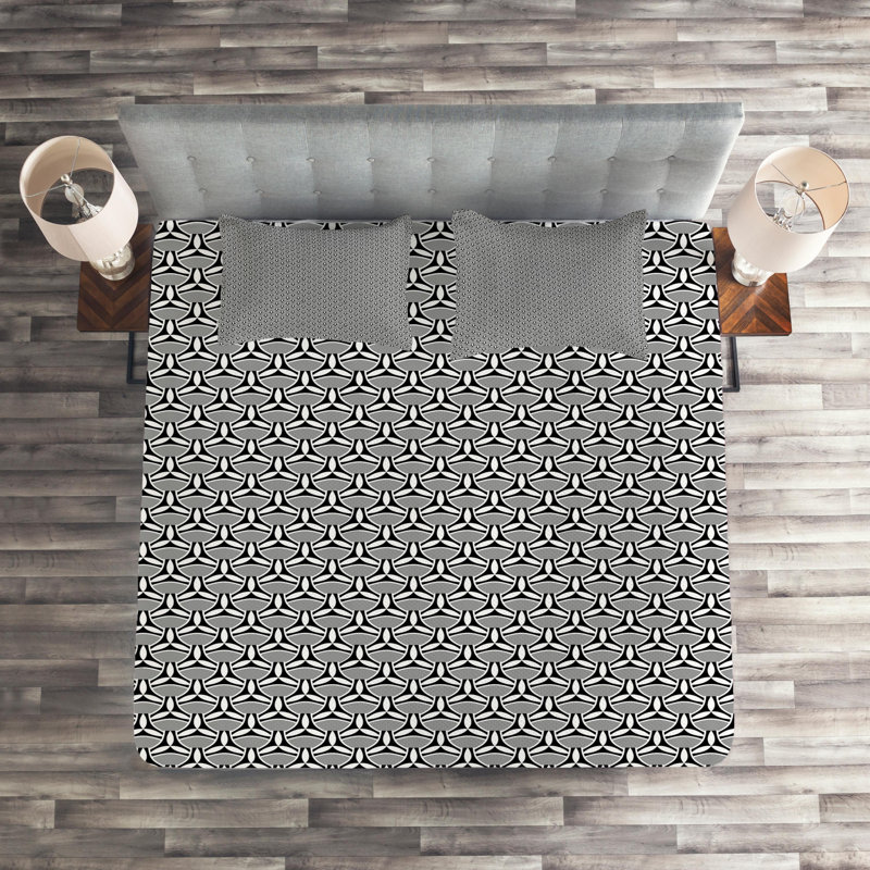 Modern & Contemporary Polyester Geometric Shapes Coverlet, King Bedspread + 2 Shams