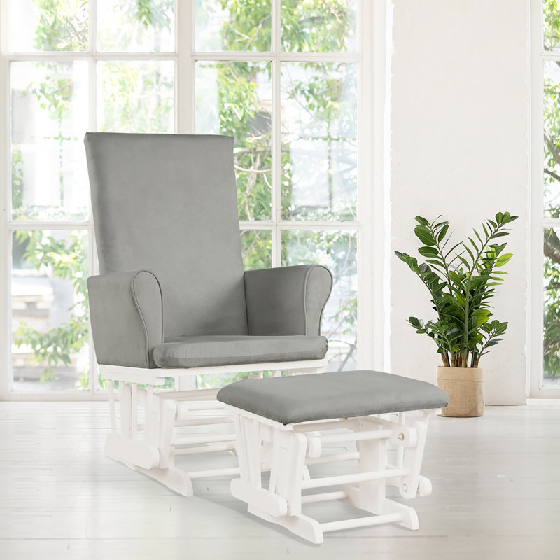 Chaise berçante Abi-Rose, Gris/blanc
