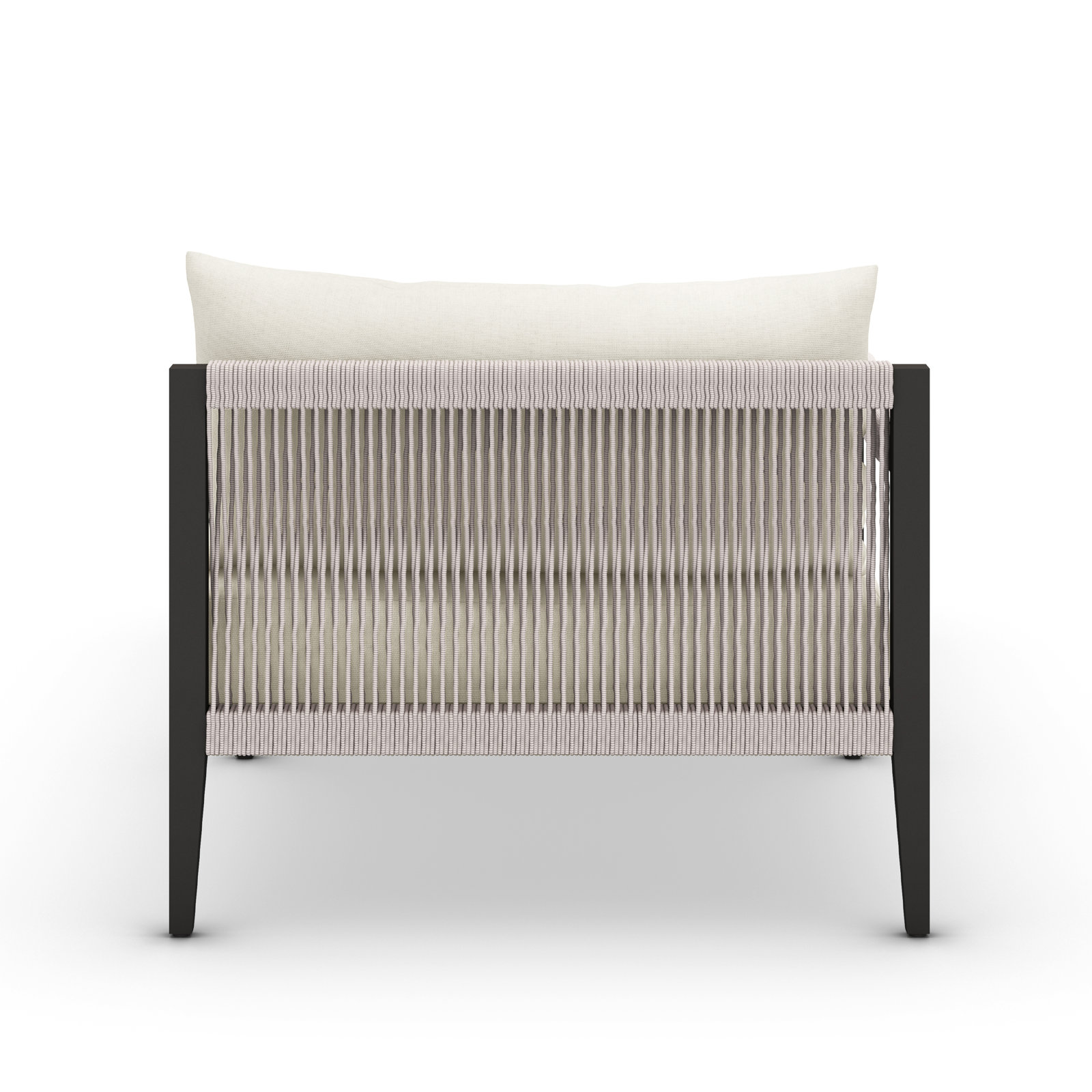 Kristine 33'' Outdoor Teak Chaise Lounge, Microfiber Ivory, Black/Gray