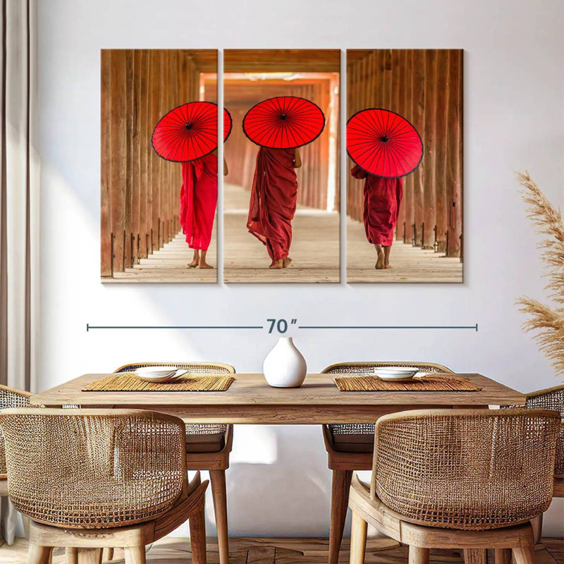 Adella Three Buddhist Monks, 42" H x 65" W
