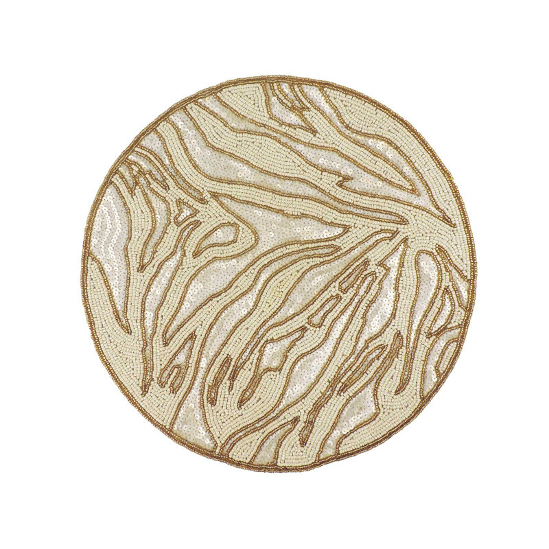 Napperon moderne en perles de verre camouflage brodéCouleur: crème, or