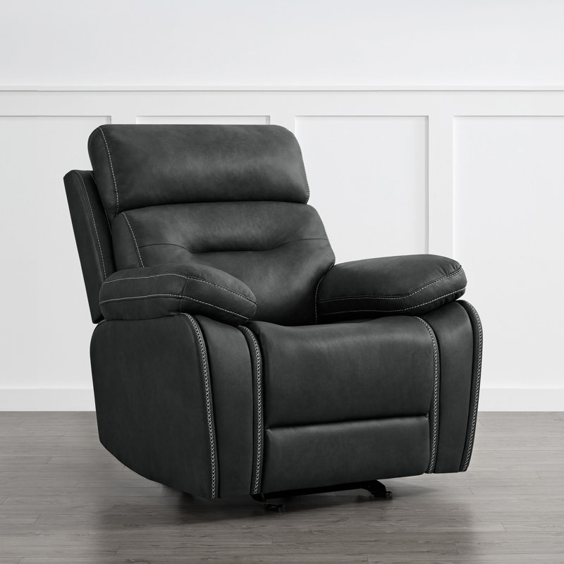 Jacelynn 39'' W Rocker Glider Transitional Upholstered Recliner, Black Polyester