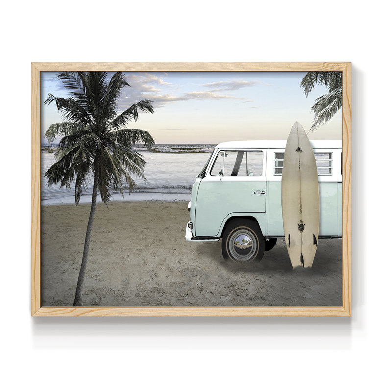 «Be Happy Beach», reproduction encadrée, H 8 po x l 10 po, Naturel