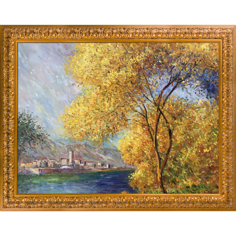 «Antibes, View of Sails» par Claude Monet - reproduction d'art sur toile, H 37 po x l 47 po x P 2 po, Or sicilien