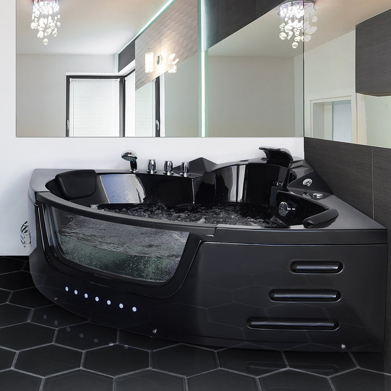 Najarian 2140mm x 1550mm Corner Whirlpool Acrylic Bathtub with Tap