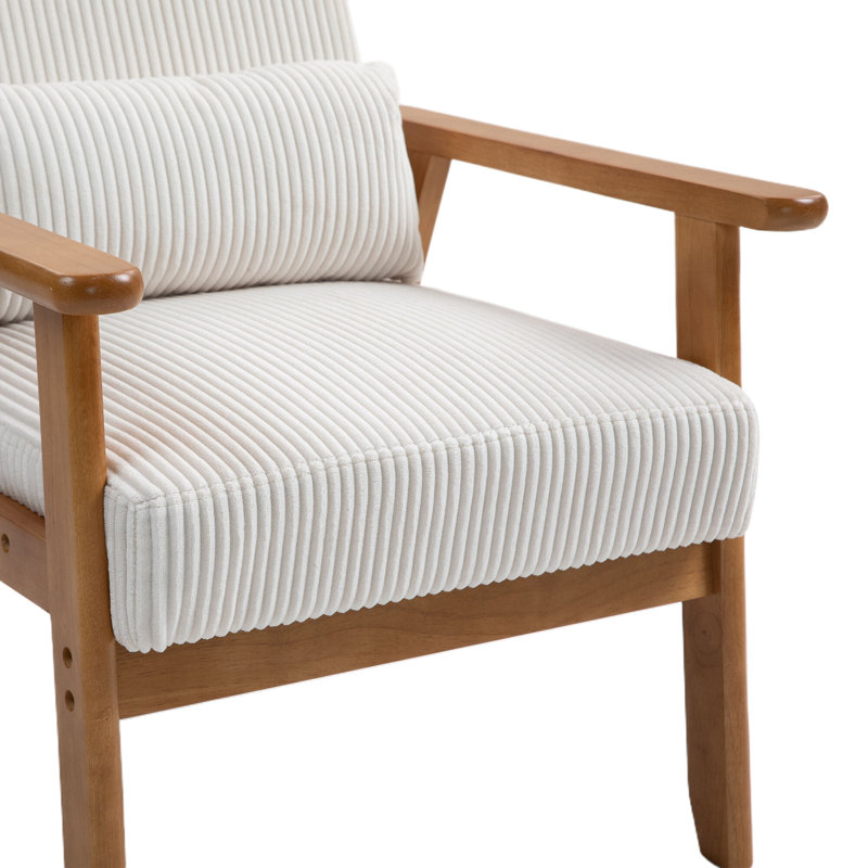 Accent Chairs Set Of 2 With Side Table, Beige Corduroy