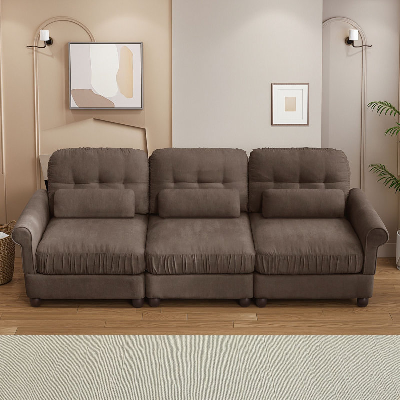 Upholstered 98 " Chenille Sofa, Brun