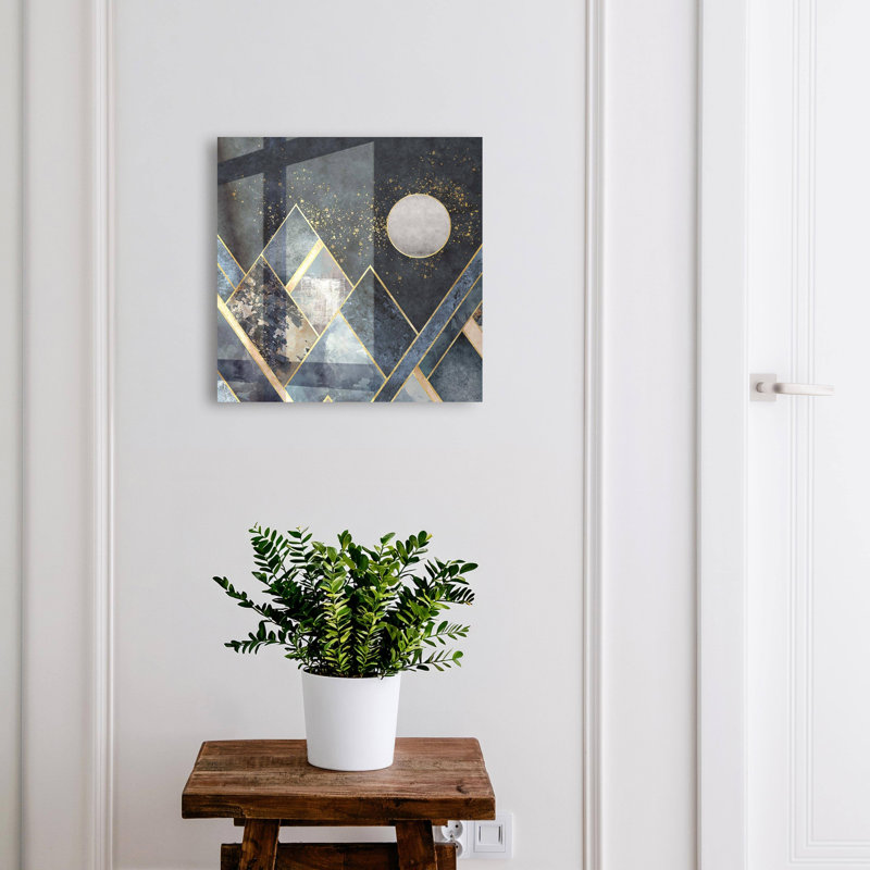 Key box for wall, Opens to the right, 30x30x5, White, Geometric patterns with depth effect, 