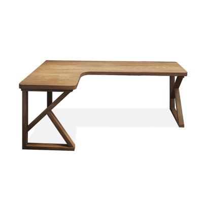 Bureau en bois massif en L Burlywood