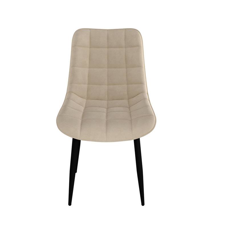 Bierman 45cm H Tufted Upholstered Upholstered Back Side Chair, Beige Velvet, Set of 6