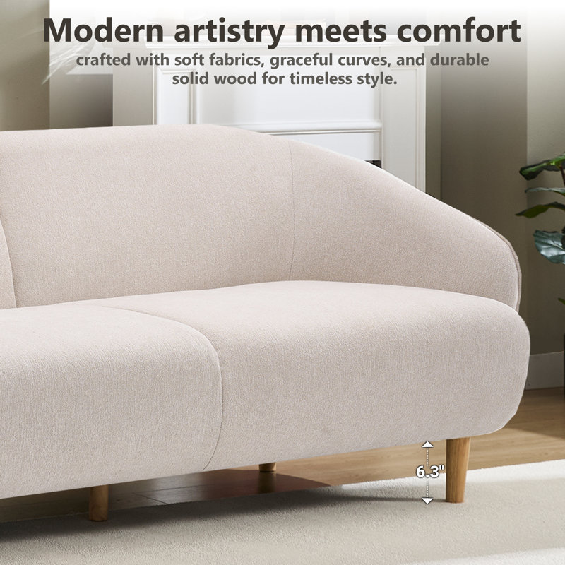 75'' Wide Modern Deep Seat Standard Sofa, Pearl White