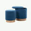 Contemporary Nesting Ottoman Set In Natural Wood And Blue Fabric By Lumisource