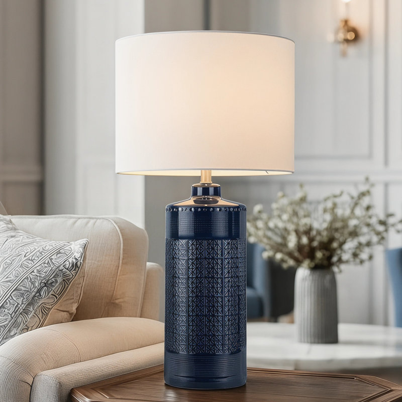 Lampe de table en céramique 30 po, Bleu