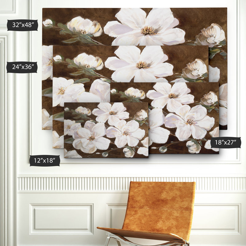 « white chocolat fleuris i », reproduction de peinture à l’huile sur toile tendue, H 24 po x l 36 po x P 1,5 po