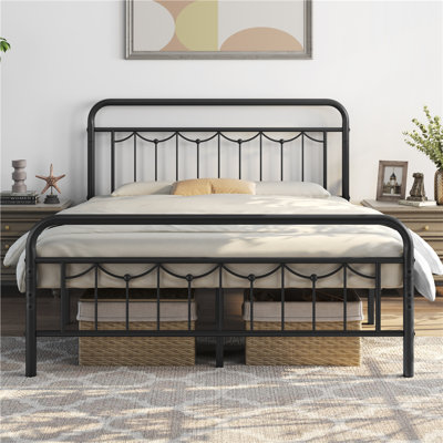 Metal Platform Bed Frame with Ample Under-Bed Storage