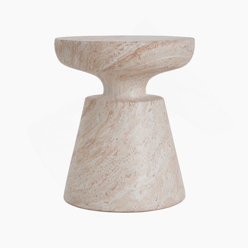 Outdoor/Indoor Lightweight Concrete Side Table,Travertine Finish