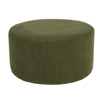 Upholstered Round Ottoman with Corduroy Fabric, Modern Coffee Table Footrest for Living Room by Latitude Run