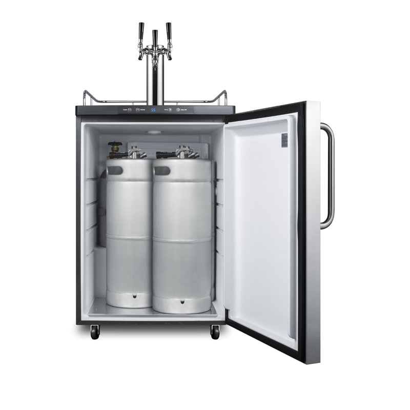 Summit Appliance 5.6 cu. ft. Triple Tap Half Barrel (Full Size) and Sixth Barrel Freestanding Kegerator with Door Lock and Adjustable Temperature for Commercial Use