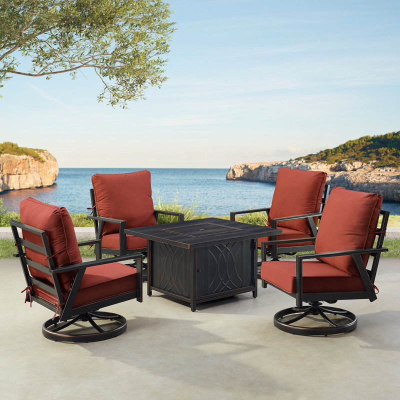 Ortha Outdoor 6 - Piece Conversation Set, Red
