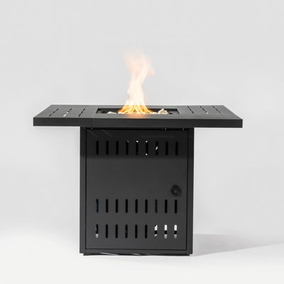 34" Propane Gas Fire Pit Table, 50000 BTU Rectangular Steel Fire Pit For Outside Patio Deck Garden Courtyard