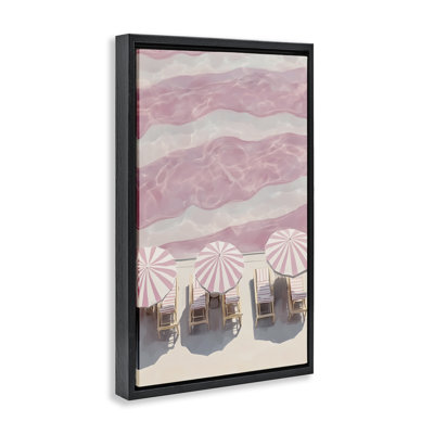 «Pink Af après-midi à la plage», art mural sur toile flottante gris, design par Annabelle Hall