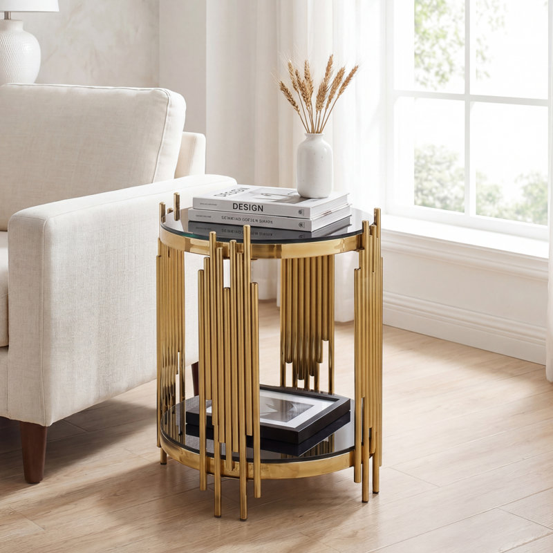 End Table, Black/Gold