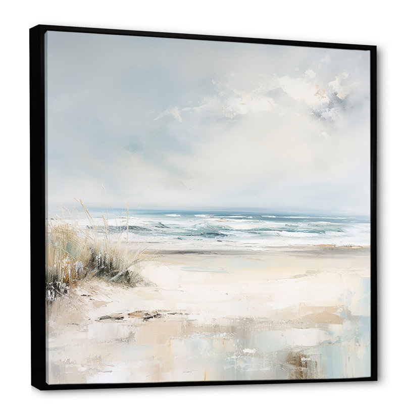 «Coastal Ocean Charm in Winter II», reproduction sur toile, Cadre flottant noir, H 30 po x l 30 po x P 1 po