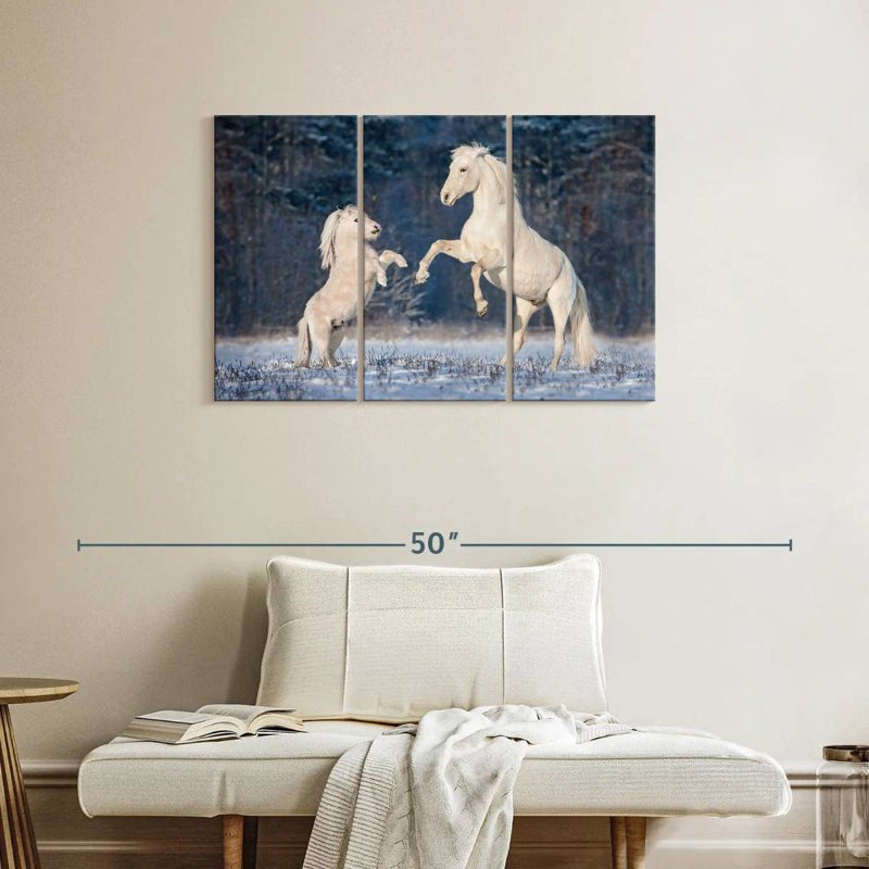 Brampt Winter White Horses, 48" H x 74" W