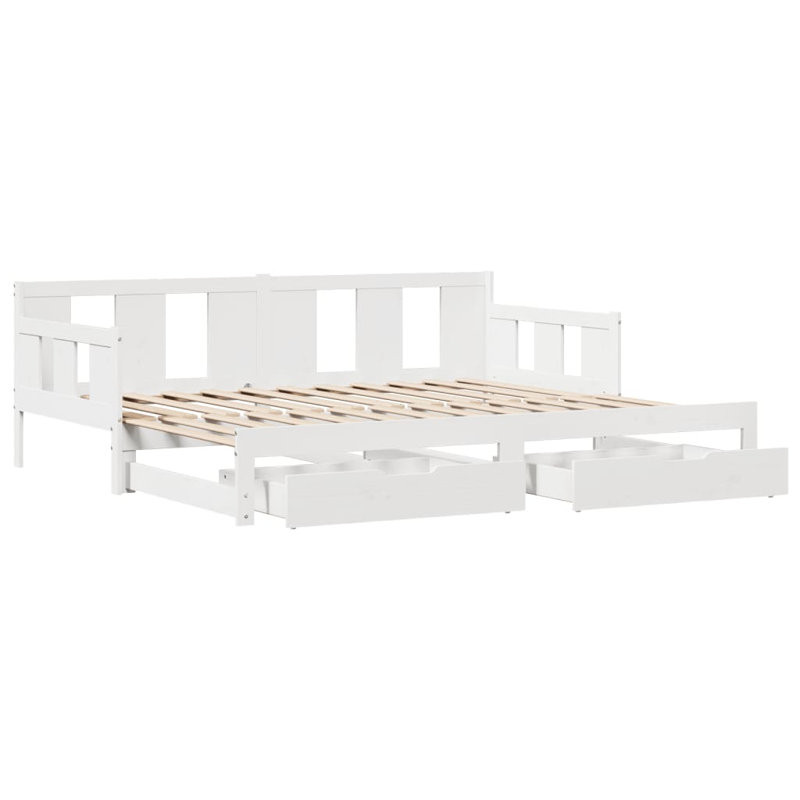 Argan Solid Wood with Trundle, European Single (90 x 200cm), White