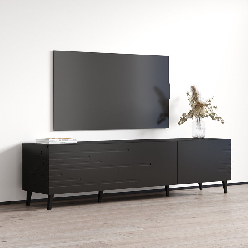 73.2" Modern TV Stand with Matte Finish, Black