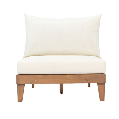 Grand ensemble de canapé d'extérieur en bois d'acacia de 6 pièces l 96,3 po avec 5 coussins et 6 coussins pour la cour arrière