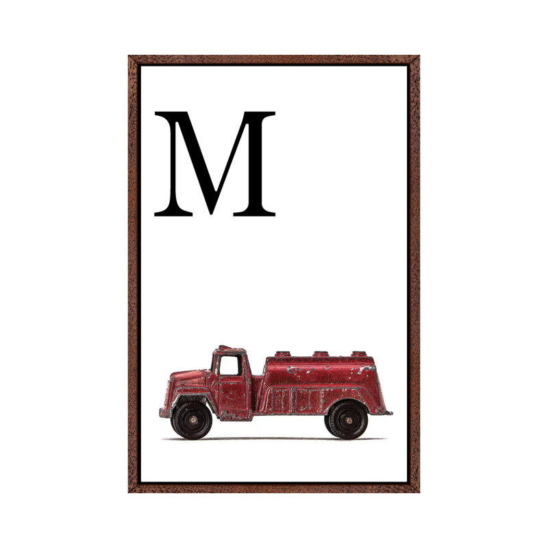 M Water Truck White Letter - Print on Canvas, Classic Brown Wood Framed, 66.04 cm H x 45.72 cm W