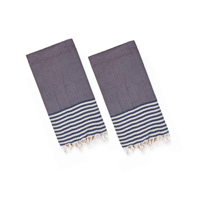 Cotton Stripe Tea Towel Kitchen Towel, Dark Gray/Light Gray
