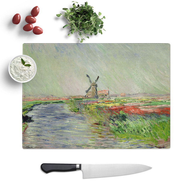Field of Tulips, Holland by Claude Monet Chopping Board, 20cm W x 28.5cm L