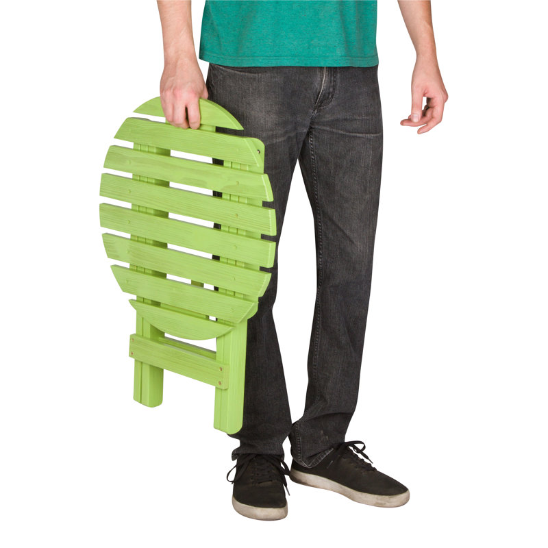 Brently Solid Wood Adirondack Chair with Table, Lime Green