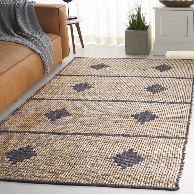 Kirtana Southwestern Hand Flatweave Jute/Sisal Area Rug in Gray/Natural, Rectangle 4' x 6'