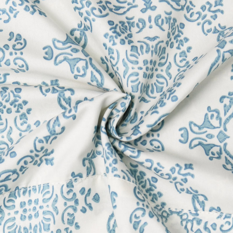 Mystic Teal Floral Print 60'' Window Valance Set