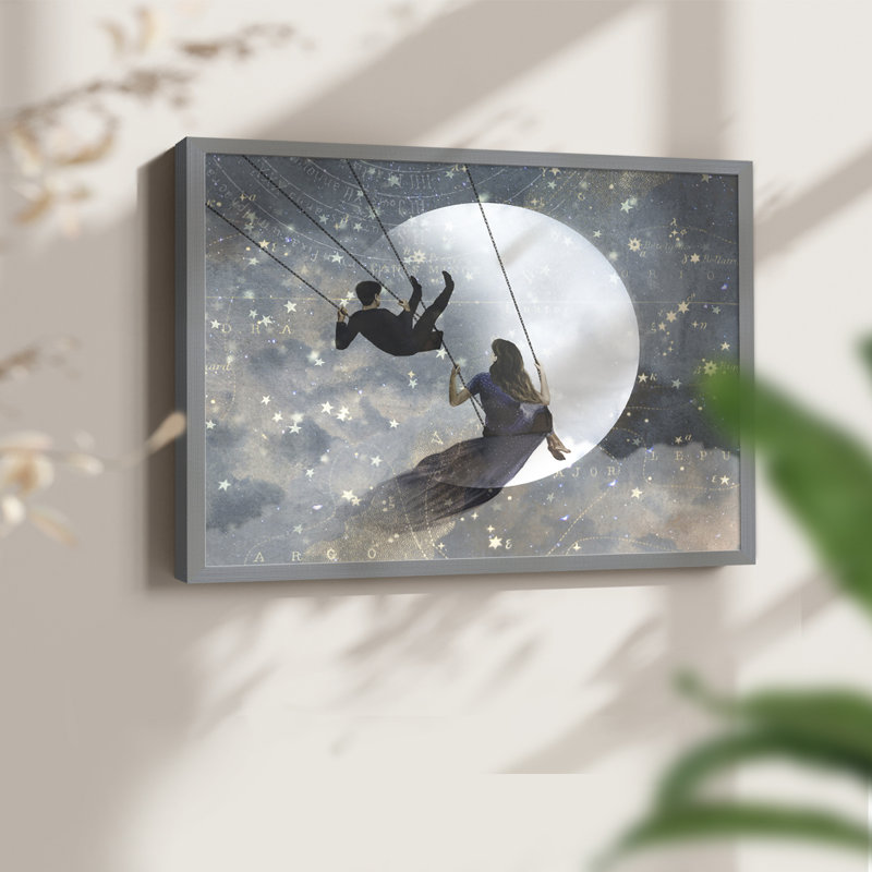 Celestial Love II -Framed Print - Restickable, Gray, 16" H x 20" W