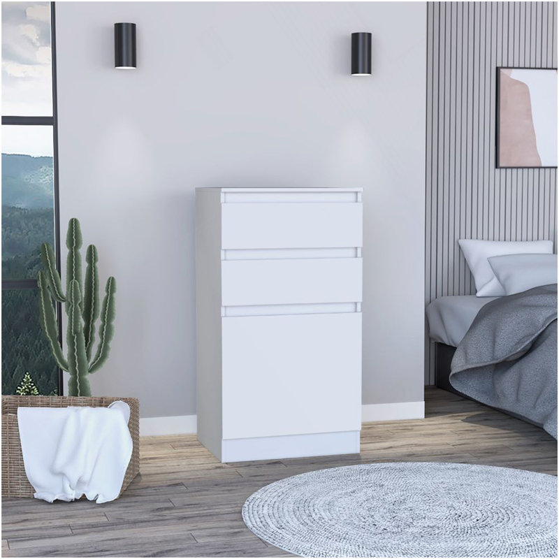 Celestial Dresser, Jewelry Box, Mirror, Two Drawers, Single Door Cabinet, White